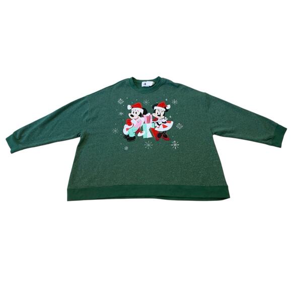 Disney Parks Santa Mickey & Minnie Mouse Holiday Pullover Sweatshirt W’s 2X - Picture 5 of 6